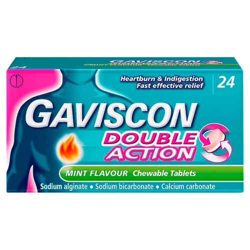 Gaviscon Double Action Heartburn & Indigestion Mint Flavour Tablets