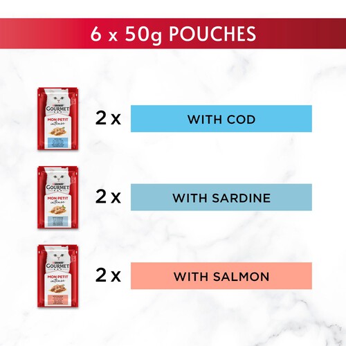 Gourmet Mon Petit Fish Variety Cod, Sardine, Salmon Wet Cat Food