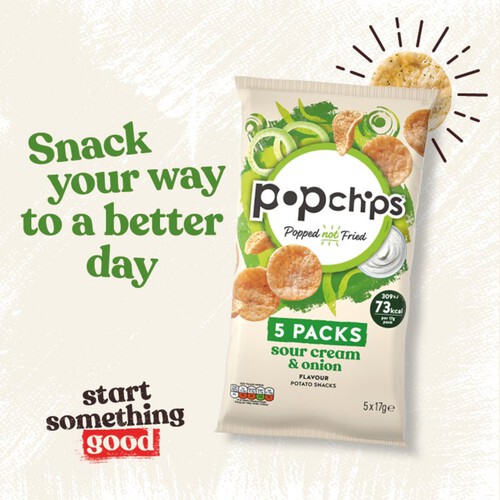 Popchips Sour Cream & Onion Multipack Crisps 5 Pack