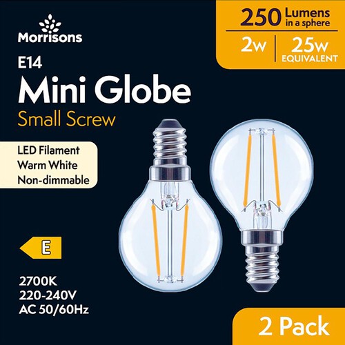 Morrisons LED Mini Globe 250 Lumens SES 2W 