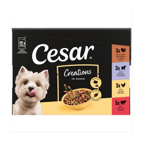CESAR Deliciously Fresh Dog Pouches Favourites in Gravy 12x100g
