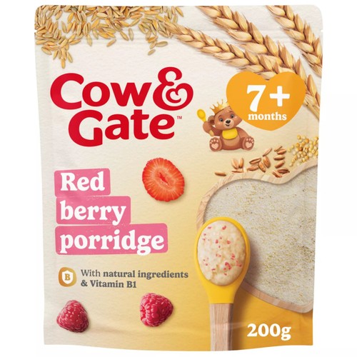 Cow & Gate Red Berry Wholegrain Porridge Baby Cereal 7+ Months   200g