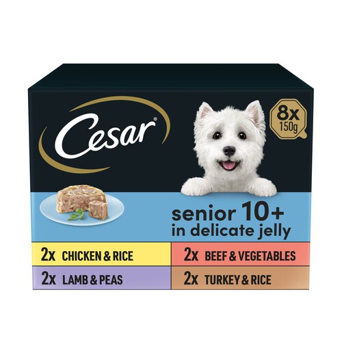 Cesar Senior Wet Dog Food Trays Meat in Delicate Jelly 