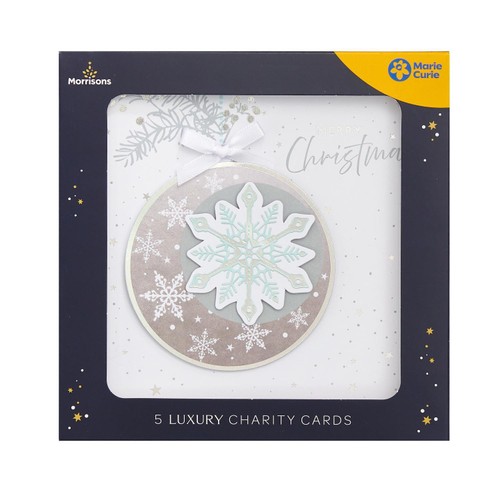 Morrisons Luxury Snowflake Bauble Cards Packaged Cards 5Pk