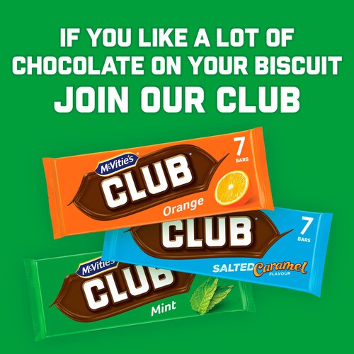 McVitie's Club Mint Chocolate Biscuit Bar 7 Pack Multipack 