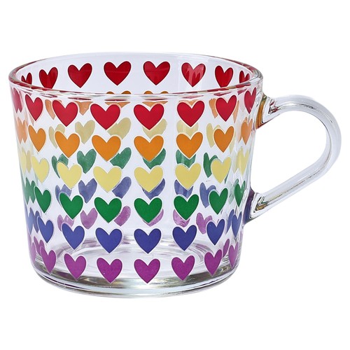 Nutmeg Home Multi Heart Glass Mug