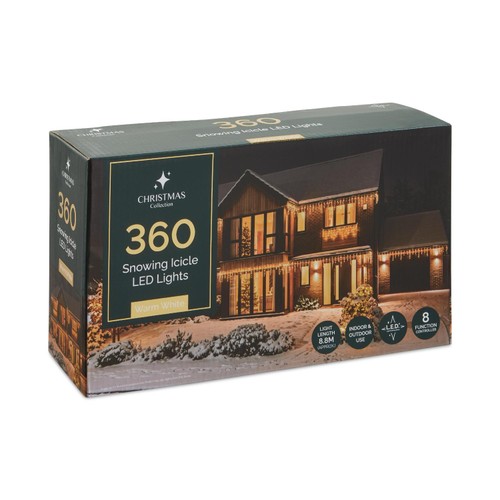 Morrisons 360 Warm White Snowing Led Icicle Lights