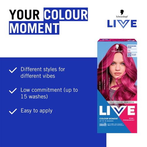 LIVE Colour Moment Semi-Permanent Hair Dye 093 Shocking Pink
