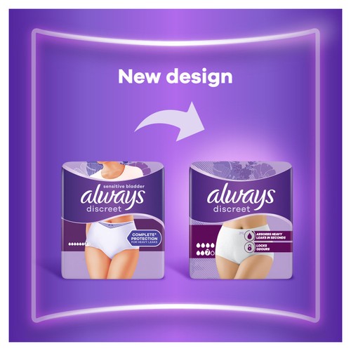 Always Discreet Underwear Incontinence Pants Plus Large 8 pack
