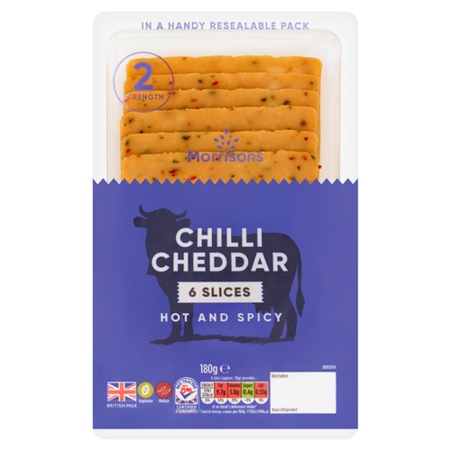 Morrisons British Chilli Cheddar Cheese Slices 180g