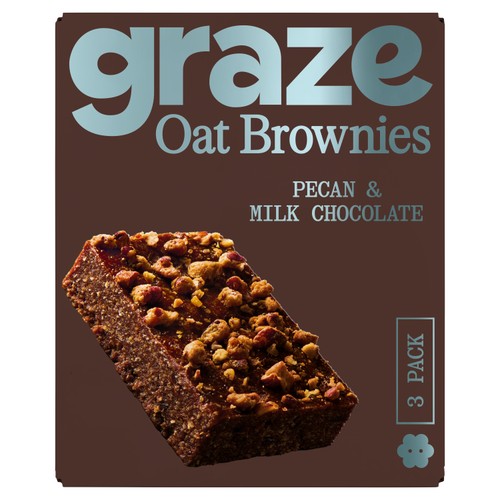 Graze Pecan & Milk Chocolate Oat Brownies  3 x 45g