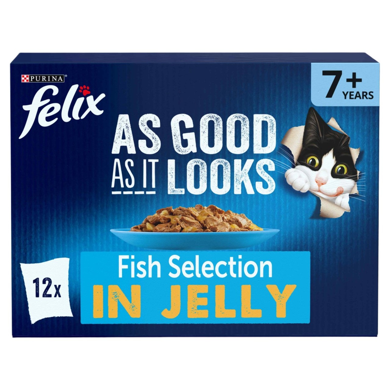 FELIX As Good As it Looks Senior 7+ Fish in Jelly Wet Cat Food 12x85g
