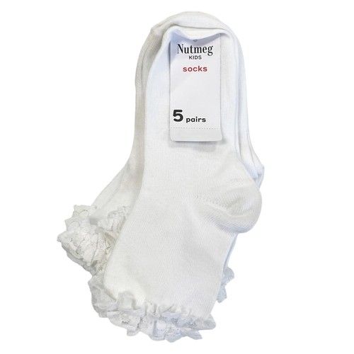 Nutmeg 9-12 Infant Girls White Frill Socks  