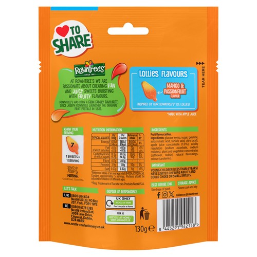 Rowntree's Mango Lollies Pouch 130g