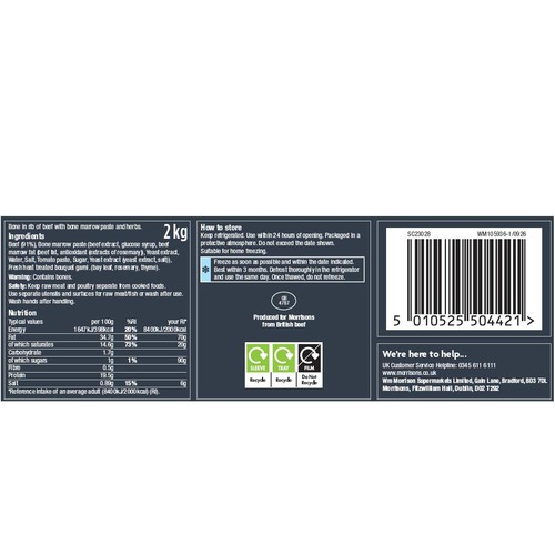 Morrisons Signature Heritage Breed Bone In Rib Of Beef 2kg