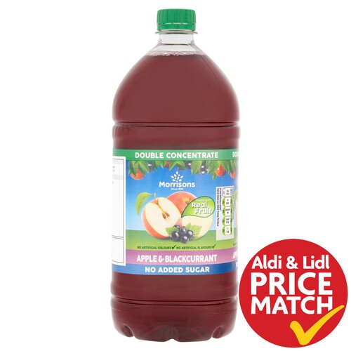 Morrisons No Added Sugar Apple & Blackcurrant Double Concentrate Squash