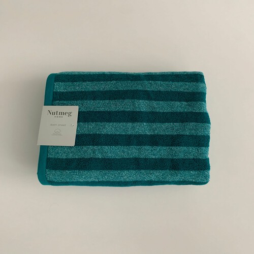 Nutmeg Teal Striped Bath Sheet