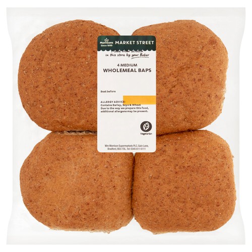 Market Street Medium Wholemeal Baps 