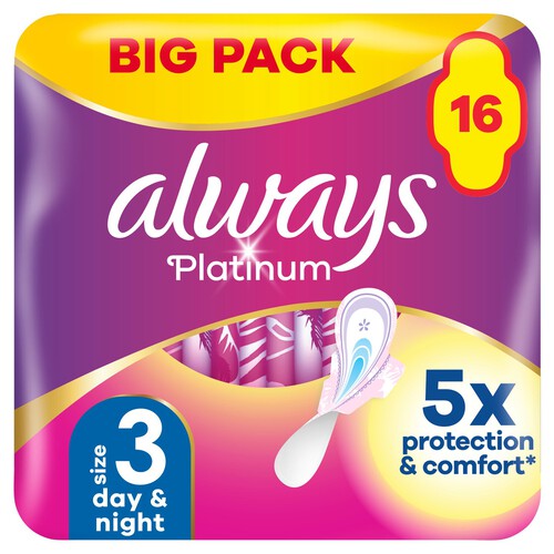 Always Platinum Night (Size 3) Sanitary Towels Wings 16 pads