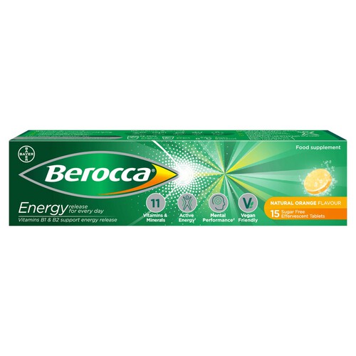 Berocca Energy Food Supplement Orange Effervescent Tablets