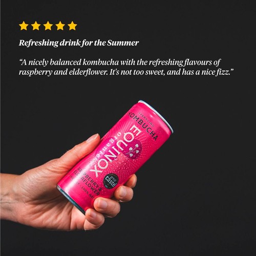 Equinox Organic Raspberry & Elderflower Sparkling Kombucha 4 x 250ml