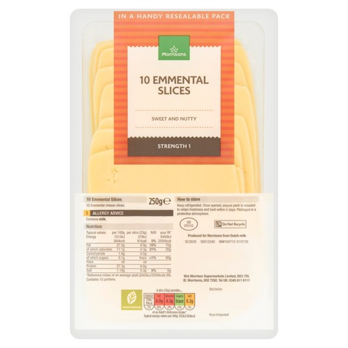 Morrisons Emmental Slices 250g