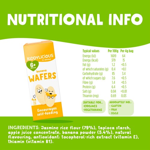 Kiddylicious Banana Mini Wafers Baby Snacks
