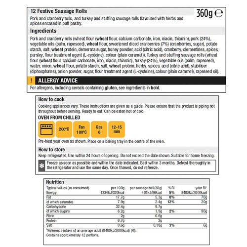 Morrisons 12 Festive Sausage Rolls