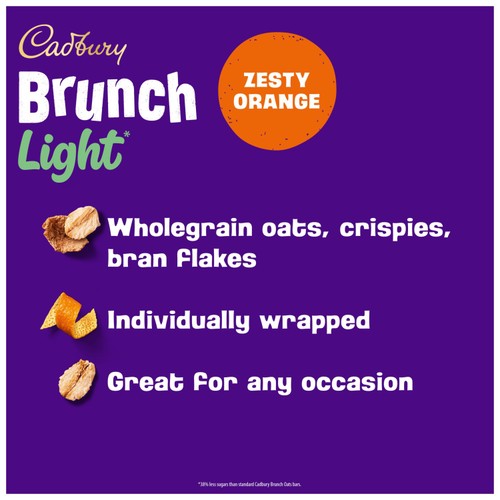 Cadbury Brunch Bar Orange Light Cereal Bars 4x26g