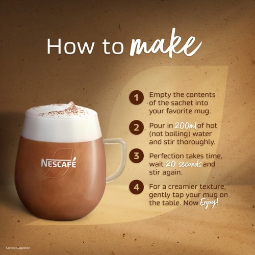 Nescafe Cappuccino Decaf Unsweetened Instant Coffee 7 Sachets