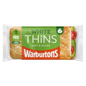 Warburtons White Sandwich Thins x6