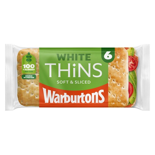 Warburtons Soft White Sliced Sandwich Thins