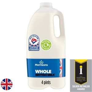 Morrisons Morrisons British Whole Milk 4 Pint