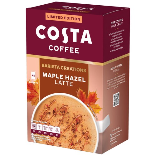 Costa Maple Hazel Latte Sachets 5 Pack