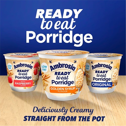 Ambrosia Ready to Eat Porridge Oat Cereal Pot Golden Syrup 210g