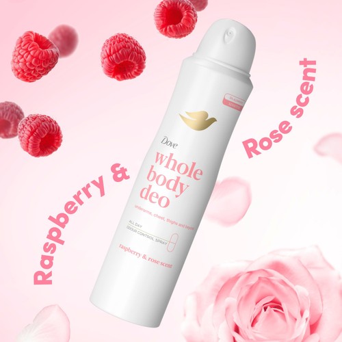 Dove Raspberry & Rose Whole Body Deodorant Spray 48H 150Ml