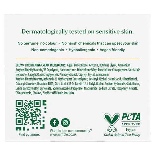 Simple Facial Moisturiser Glow+ 50 ml