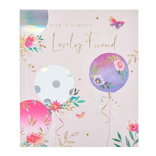 Contemporary Butterfly Balloons Friend Birthday Card L015