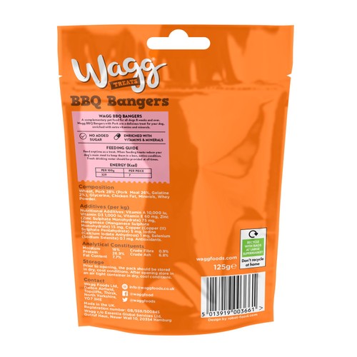 Wagg BBQ Bangers Dog Treats  125g