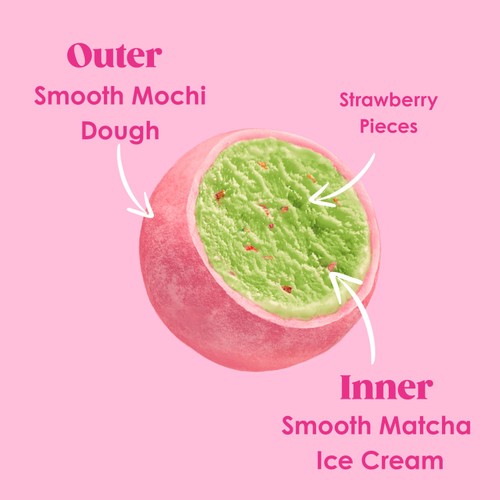 Little Moons Strawberry Matcha Latte Ice Cream 6  Pack