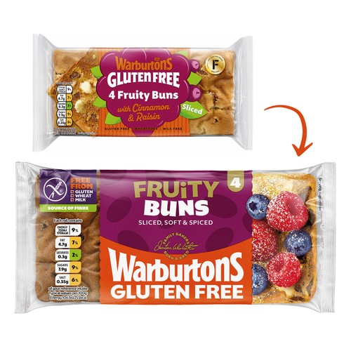 Warburtons Gluten Free  Soft Cinnamon & Raisin Fruity Buns