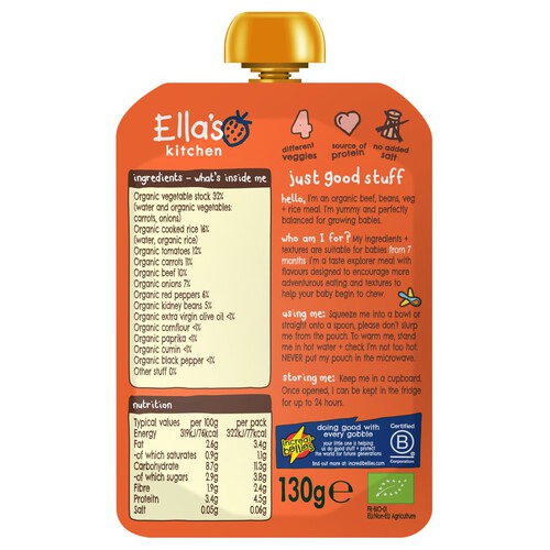 Ella's Kitchen Organic Chilli Con Carne Baby Food Pouch 7+ Months