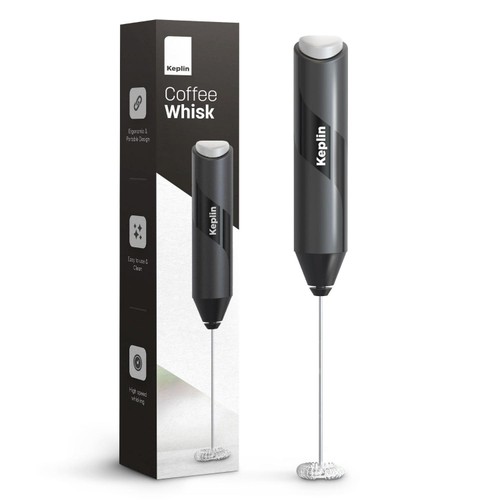 Keplin Handheld Coffee & Milk Frother Whisk Black