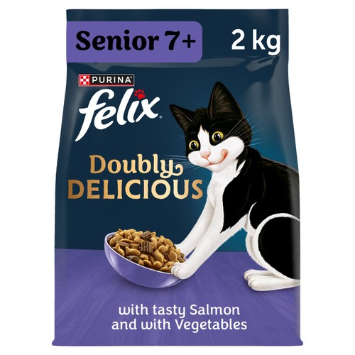Felix Doubly Delicious Senior 7 Salmon & Vegetables Dry Cat Food 2Kg