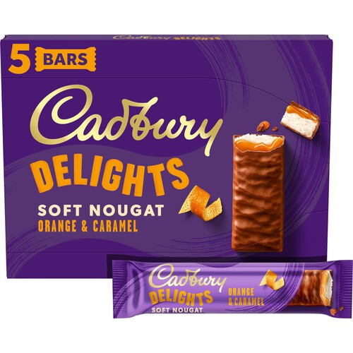 Cadbury Delights Orange Caramel Chocolate Nougat Bar 5 Pack