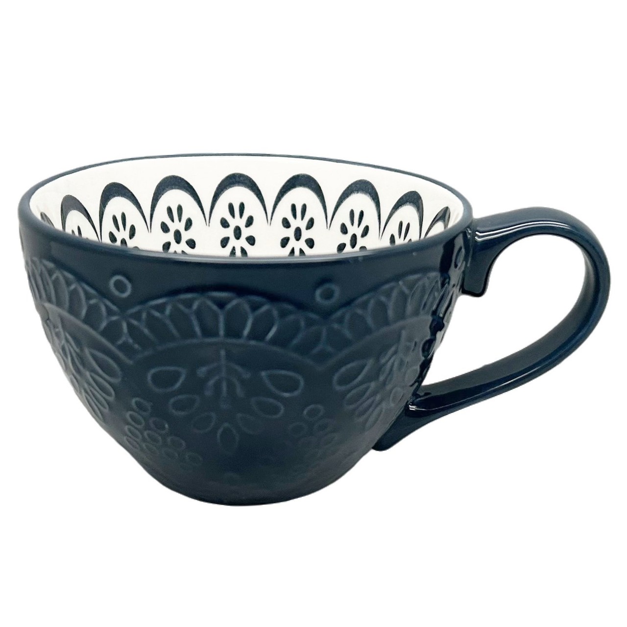 Nutmeg Home Navy Embossed Pad Print Mug