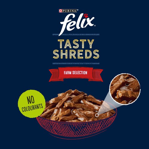 Felix Tasty Shreds Farm Selection in Gravy Wet Cat Food