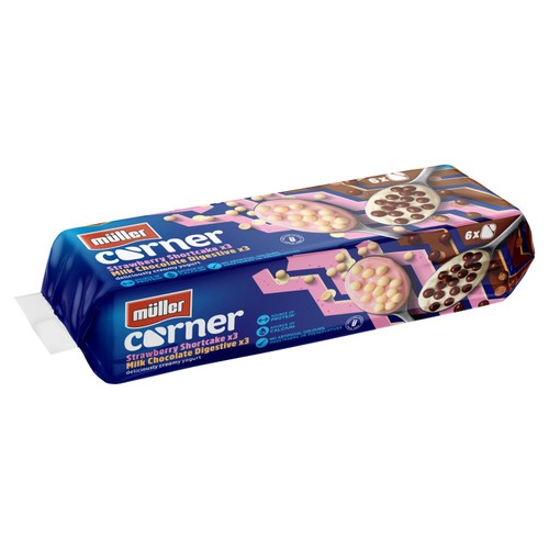 Muller Corner Chocolate Digestive and Strawberry Shortcake Yogurts 6 x 124g