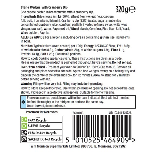 Morrisons The Best Coated Brie Wedges & Cranberry Dip 320g