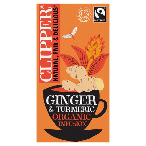 Clipper Organic And Fairtrade Ginger And Turneric 20 Tea Bags 36g
